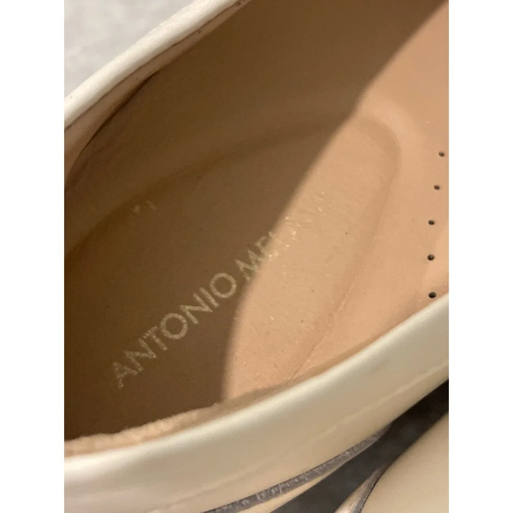 Antonio Melani Loafers Women 5.5 Cream Raegan Leather Horsebit Slip On Flats